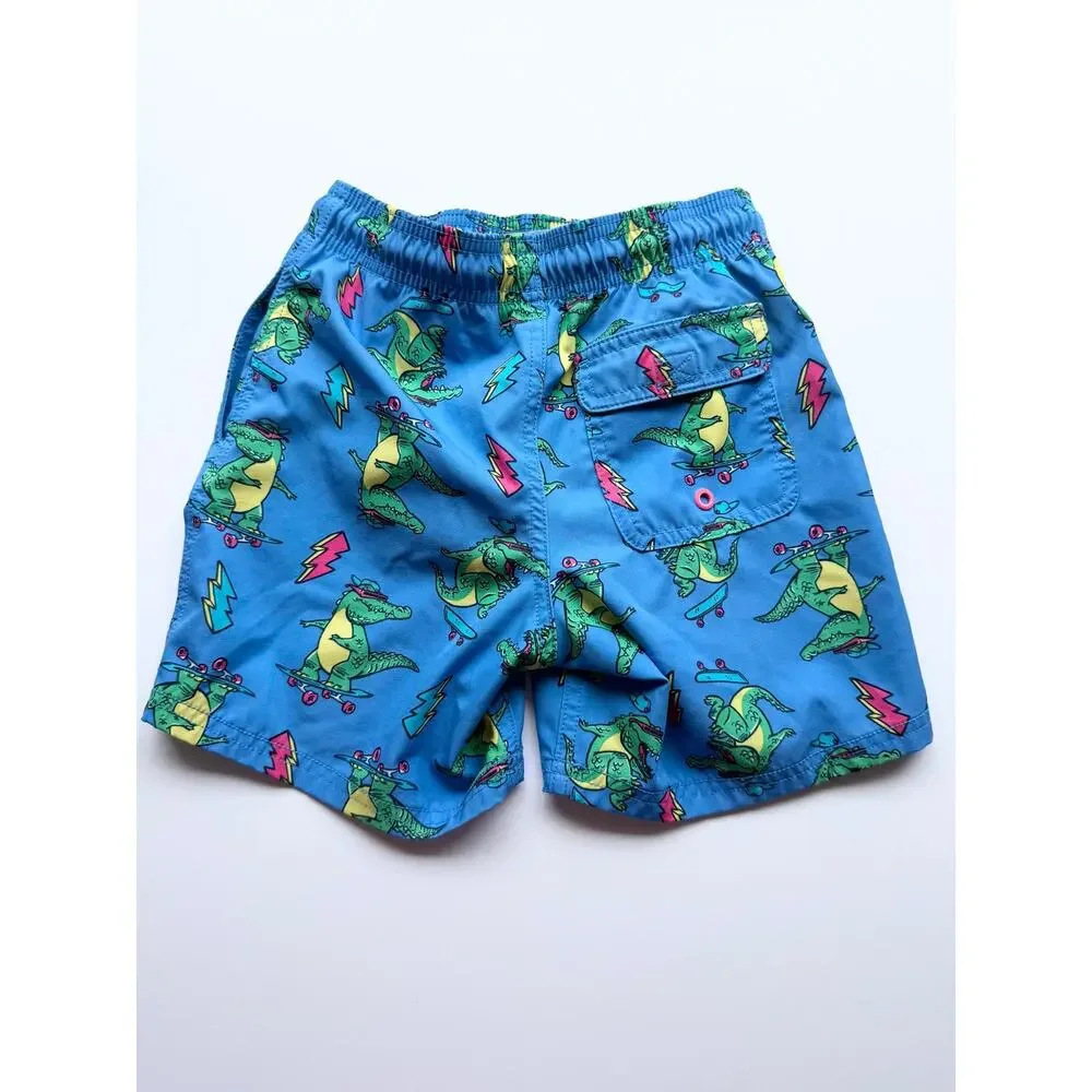 Bright tropical resort Boys Swim Trunks Lot Size 6-7 Shark Gator